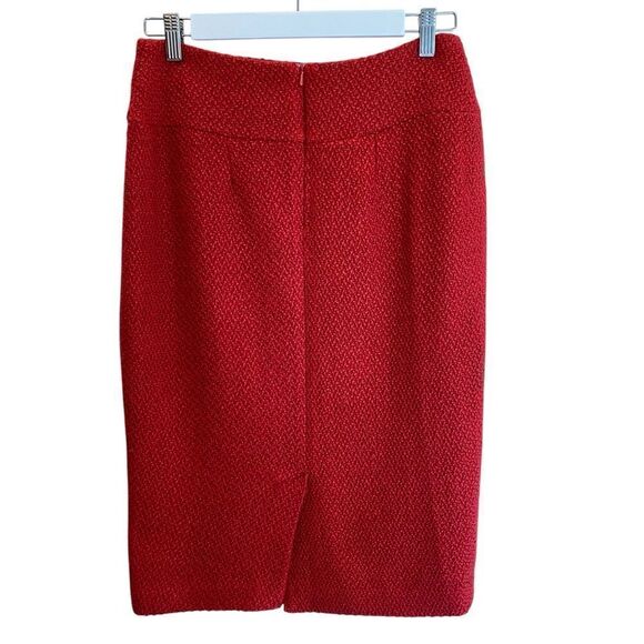 Moulinette Soeurs Anthropologie Red Wool Blend Tweed Pencil Skirt Women's 2 - Picture 2 of 6